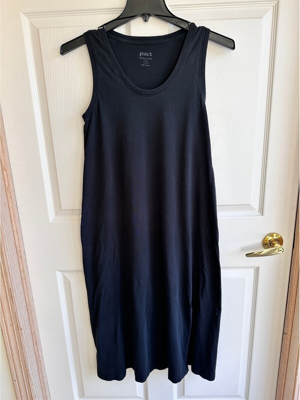 PACT Organic Cotton Black Sleeveless Midi Dress Size M